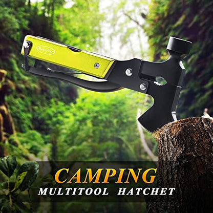 Christmas Gifts for Men Dad, RoverTac Multitool Axe for Mens Gifts, Gifts for Dad Husband Dad Boyfriend, Christmas Gifts Mens Stocking Stuffers-14 in 1 Multi Tool Axe Hatchet - color: Green