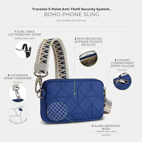Travelon Anti-Theft Boho Phone Sling | Anti-Theft - color: Lush Blue