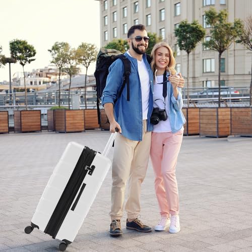 Sweetcrispy 28 Inch Checked Luggage, ABS Lightweight Rolling Hard Shell Suitcase with Smooth Spinner Wheels, Built-in TSA Lock, Durable Travel Suitcase for Business and Vacation Trip, White - color: White, size: 28 Inch