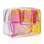 TPU Holographic Pink Clear Star Large Cosmetic Bag and Travel Pouch with Handle,Durable TPU Material,Zipper Design-Ideal for Makeup,Travel Essentials (Holographic pink) - color: Holographic pink
