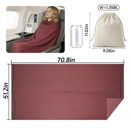 Travel Blanket Airplane - Ultra Soft & Lightweight Knit Design Compact Airplane Blanket,53x72 Inch,Stylish Travel Shawl Wraps for Flights,Office,Home Use,Travel Essentials & Gifts - color: Red Black