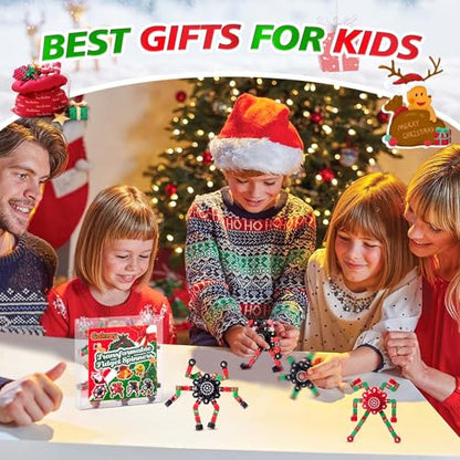 Gokeey Christmas Fidget Toys Transformable Fidget Spinners for Kids and Adults, Stress Relief Sensory Toys for Boys and Girls Fingertip Gyros for ADHD Autism for Kids Birthday Gifts - style: fidget toys 4pc-red