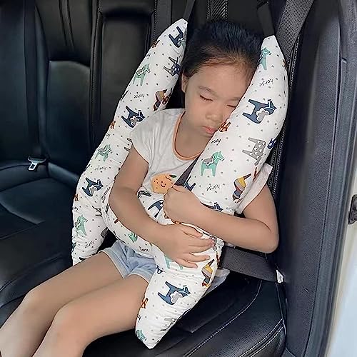 H-Shaped Car Travel Pillow for Kids & Adult-Adjustable Car Seat Pillow, Soft Ergonomic Neck Head Support Sleeping Cushion for Long Distance Travel - color: H-shape-white