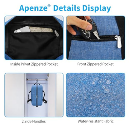 Apenze Small Gym Bag 14 inch lightweight Carry On Mini Duffel Bag for Travel Sport - Denim Blue - color: Denim Blue