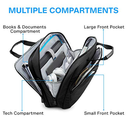 BAGSMART 18 Inch Laptop Bag, Expandable Briefcase, Computer Bag Men Women, Laptop Shoulder Bag, Work Bag Business Travel Office - Black - color: Black-18.4 Inch