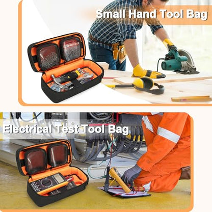 Rexmica Heavy Duty Small Tool Bag Storage with 2 Zipper Pouches, Multi-functional Tactical Molle Tool Organizer Case with Locking Carabiner for Camping, Road Trip, Electricians, EDC, Multimeter Case