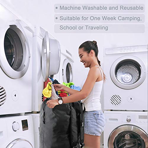 BeeGreen Laundry Bag Backpack w Adjustable Shoulder Straps College Dorm Essentials w Drawstring Closure for Travel Camp Heavy Duty Laundry Hamper Backpack Portable w Handle Xlarge Black - color: Black, style: With Front Zipper Pocket