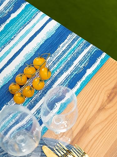 YiHomer Indoor Outdoor Tabletop for Spring Summer Decorations, Picnics and Dinner Parties - Stain and Water Resistant, Crayon Art (Ocean), Table Runner, 14 x 72 - size: 14" x 72" (Runner)
