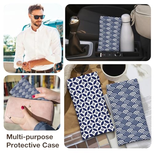 Eyeglasses Sunglasses Case PU Soft Squeeze Top Glasses Pouch for Women Men,Floral Pattern Portable Anti Scratch - color: Blue