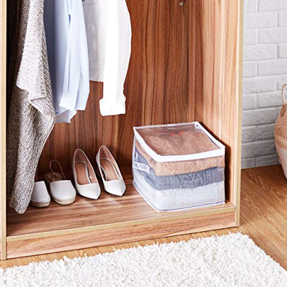 Amazon Basics Clear Zippered Storage Bags for Closet Organization, Stackable Clothing and Linen Storage Containers, 6-Pack - size: 6-Pack
