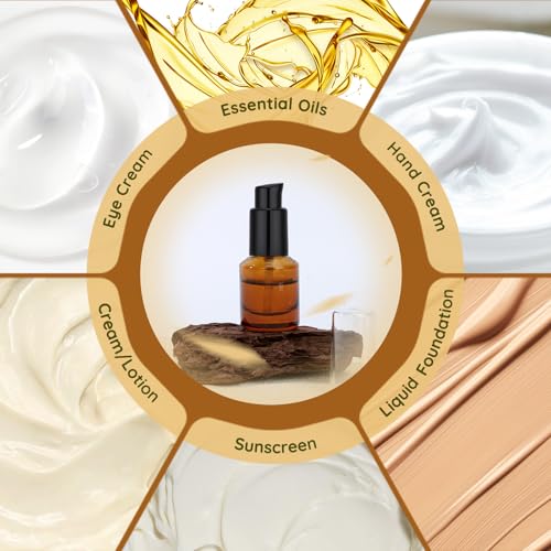 Segbeauty 0.5oz Empty Glass Refillable Travel Bottles, 5pcs Lotion Pump Bottle Dispenser, 15ml Amber Mini Empty Travel Size Bottles for Creams, Small Lotion Dispenser with Pump Liquid Container - color: Amber, style: 5pcs 0.5oz