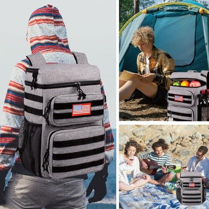 Tactical Backpack Cooler,Soft Lightweight Leakproof Cooler Backpack,Insulated Cooler Bag,Portable Soft Cooler Bag Waterproof for Beach, Travel, Camping, Picnic, Hiking - color: Gery