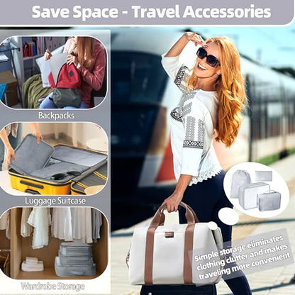 10 Pcs Set Packing Cubes - Travel Packing Organizers, Expandable Suitcase Organizer, Luggage Organizer Bags - color: GREY