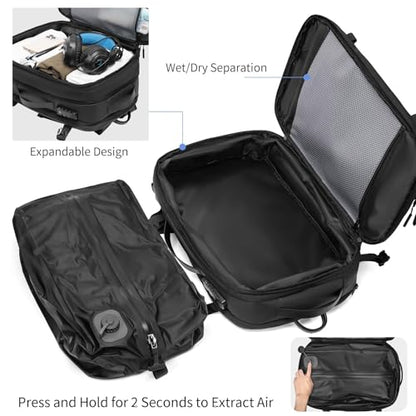 Vacuum laptop bag Compression Backpack Expandable, TSA-Approved Carry-On Water-Resistant Design for Travel with air pump (Built in pump, Large) - color: Built in Pump