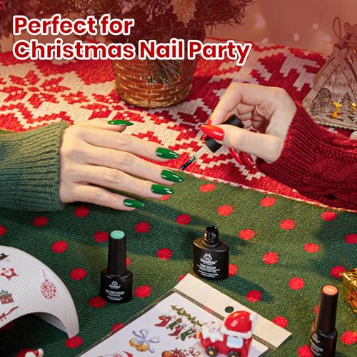 Beetles 80 Pcs Christmas Gel Nail Polish Kit with U V Light - 55 Color Gel Nail Kit Gifts for Women Soak Off Color Enchantment Winter Red Nails Art Home DIY Salon Beginners Manicure Set - color: Christmas Gel Nail Kit