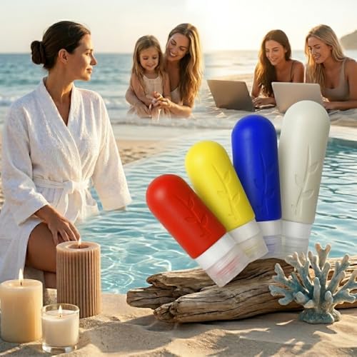 DEPOZA Travel Bottles Kit (16 Pack) - TSA Approved, Leak Proof Silicone Squeezable Containers for Toiletries. Complete Set with Jars, Sprayers & Bag (Fluorescent) - color: Fluorescent