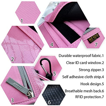 Travel Neck Wallet, RFID Blocking Passport Holder with Adjustable Neck Strap for Men and Women to Keep Cash, Credit Cards and Travel Documents Safe - Pink - color: Pink