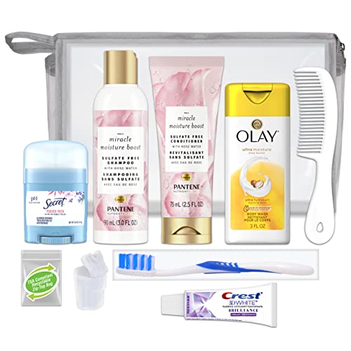 Convenience Kits International Women’s Deluxe Kit 10 PC Kit Featuring: Sulfate Free Hair, Face & Body, Oral Care, Travel-Size Travel Essentials - style: Miracle Moisture Kit