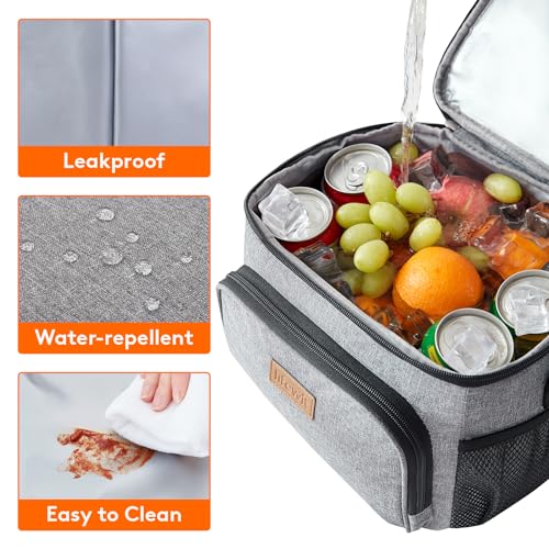 Lifewit Reusable Insulated Lunch Bag, Portable Cooler Freezable Soft Lunchbox Leakproof with Adjustable Shoulder Strap for Men Women Adult for Work Picnic or Travel, 15L 24 Can, Grey - color: Gray, size: Large(15L)