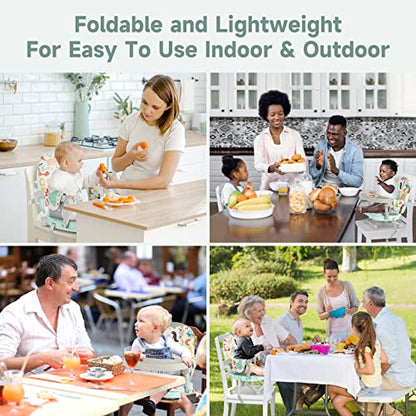 YOLEO Baby High Chair Booster Seat for Dining Table, Foldable High Chairs with Adjustable Heights, Travel Booster Seat with Removable Tray - color: Green, size: With Cushion