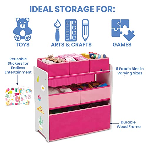 Delta Children Design and Store 6 Bin Toy Organizer, White/Pink - color: White/Pink