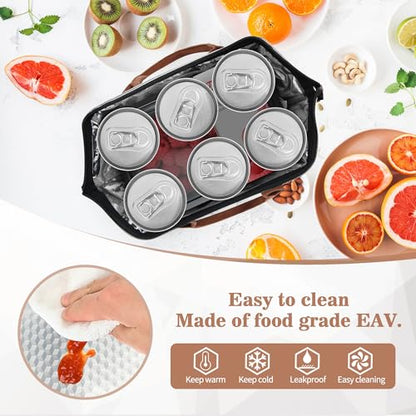 LOKASS Lunch Bag Insulated Lunch Box Wide-Open Lunch Tote Bag with Removable Shoulder Strap for Women/Men Adults Work Picnic Hiking Beach Fishing(Stripes) - color: Black&White Stripes-Straps