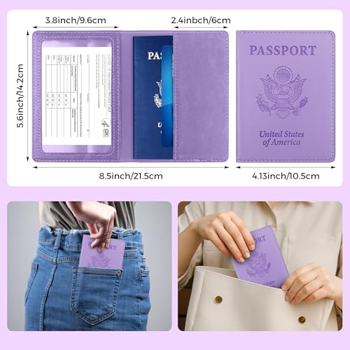 Passport Holder for Travel Men Women - Passport Cover, Passport Wallet Case Travel Essentials Travel Must Haves Accessories Blocking Leather Card Slot Protector for Stocking Stuffers Gifts, Purple - color: 1 Pack - Purple