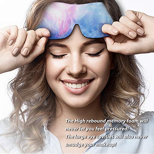 PrettyCare 3D Sleep Mask 2 Pack,Eye Mask for Side Sleeper -3D Contoured Sleeping Mask with Light Blocking for Women- No Eye Pressure Blindfold Night Masks with Ear Plugs & Travel Bag (Black& Fire) - color: Black& Fire