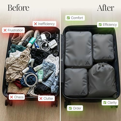 Well Traveled 8 pcs Compression Packing Bags Cubes Set with HybridMax Double-Capacity Design - Packing Cubes for Travel Compression to Maximize Limited Luggage Space, Grey - color: Grey, size: 8-piece