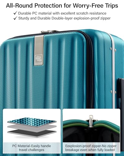 Hanke 20 Inch Carry On Luggage Hard Shell Top Opening Aluminum Frame Hardside Suitcase with Spinner Wheels, Durable Rolling Luggage for Men & Women Travel, Christmas & Birthday Gifts, Caribbean Blue - color: Caribbean Blue, size: 20 Inch