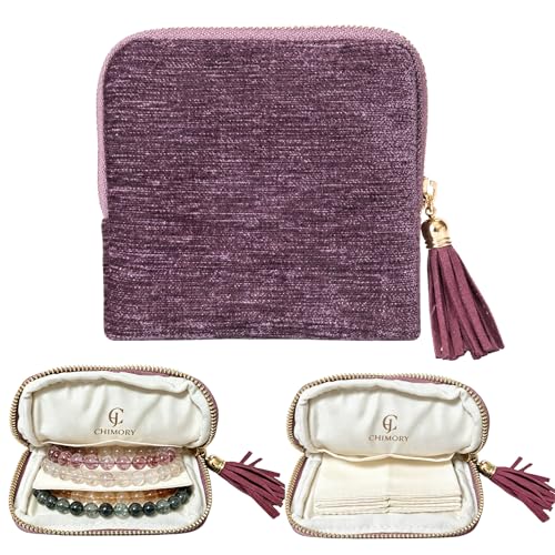 2026 Travel Jewelry Case Organizer, Portable Travel Jewelry Organizer, Jewelry Pouch for Journey Rings Crystal Bracelet & Bangle Organizer with Tassel Zipper, Mothers Day Gifts for Women, Purple - color: Taro Purple