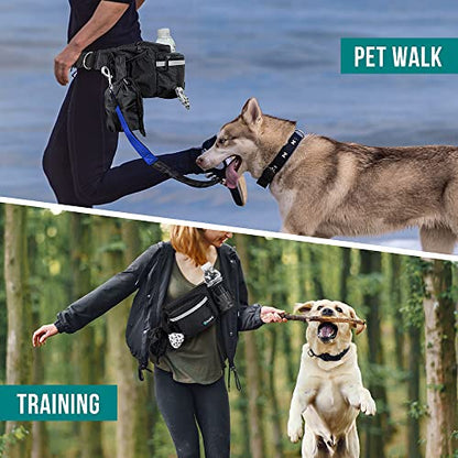 PetAmi Dog Fanny Pack, Treat Pouch for Dog Walking, Training, Built in Poop Bag Dispenser, Water Bottle Holder, Collapsible Bowl, Pet Treat Waist Belt for Hiking, Running, Kibbles (Black) - color: Black