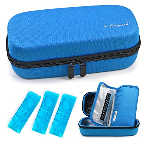 YOUSHARES Insulin Cooler Travel Case - Handy Medication Insulated Diabetic Carrying Cooling Bag for Insulin Pen, Glucose Meter and Diabetic Supplies with 3 Cooler Ice Pack - color: 01 Eva Bu