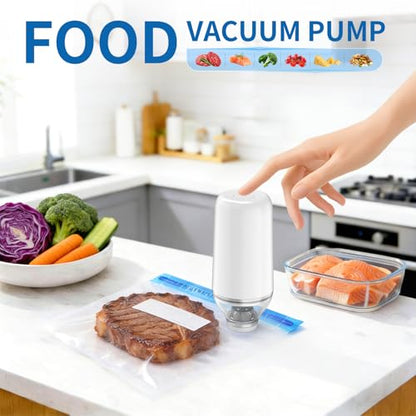 Handheld Vacuum Sealer, Sous Vide Vacuum Pump, Rechargeable Hand Held Vacuum Sealer for food Storage, Camping, Sous Vide, Reusable Vacuum Bags Compatibility, White(Pump Only) - color: White