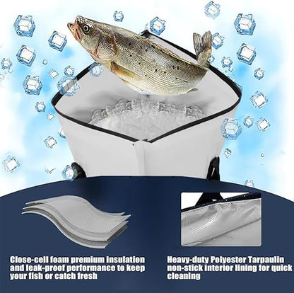 MORXPLOR Insulated Fish Cooler Bag for Fishing 41x17 47x17In 50x20In 60x24 72x30 80X40 Inches,Large Insulated Fish Kill Bag,Fishing Catch Bag Cooler with Water-resistant Zipper - color: 120 Light Grey