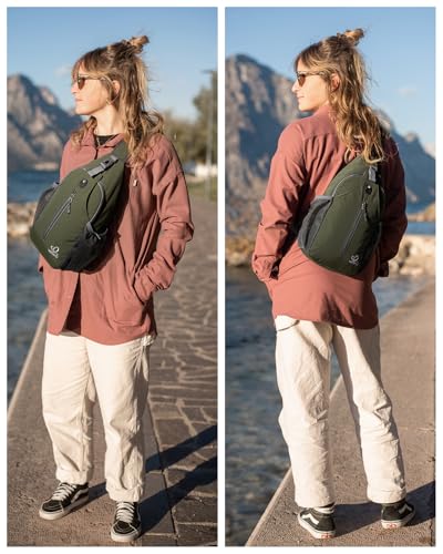 WATERFLY Crossbody Sling Backpack Sling Bag Travel Hiking Chest Bags Daypack (Dark Green) - color: Dark Green