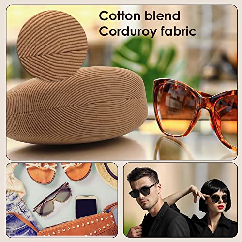 MyEyeglassCase® Large Hard Sunglasses Case | fits Large curved Sunglasses, with microfiber bag and cleaning cloth - color: Tan Corduroy