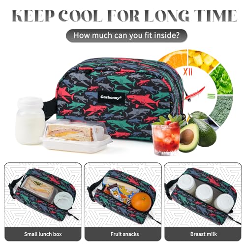 Cerbonny Small Cooler Bag, Freezable Snack Bag, Mini Cooler, small Insulated bag for Work, School, Travel, Picnic, Camping & Daily Use,Black Shark Pattern - color: Black Shark