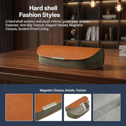 Glasses Case hard shell,3-in-1 Sunglasses Case & Eyeglass Case with Cleaning Cloth & Storage Pouch - color: Linght Orange