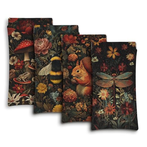 Eyeglass Cases 4 Pack,Boho Floral Pattern Sunglasses Case,PU Leather Soft Eye Glass Pouch for Women Men Student - color: Brown