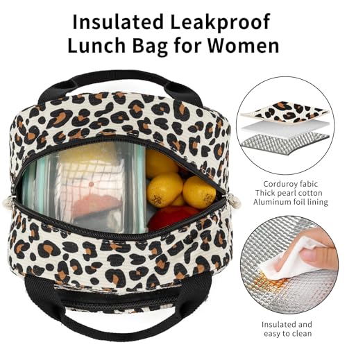 Lunch Bag Women Lunch Box for Women Adult Cute Insulated Lunch Bag Small Cooler Lunch Tote Bags for Work Picnic School (Leopard) - color: Leopard