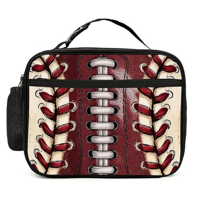 Football Lunch Bag Insulated Reusable Lunch Box Cooler Thermal Tote Bag For Teenage Boys Girls School Beach - color: Football