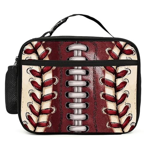 Football Lunch Bag Insulated Reusable Lunch Box Cooler Thermal Tote Bag For Teenage Boys Girls School Beach - color: Football