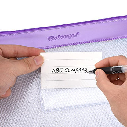 Wisdompro Zipper Pouch, 4 Packs Durable Letter Size Waterproof Mesh File Bag, Document Organizer - Purple - color: Purple