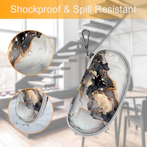 Fintie Sunglasses Case with Carabiner, Hard Shell Shockproof Sport Glasses Cases Travel Zipper Eyeglasses Holder, Cloudy Marble - color: Cloudy Marble
