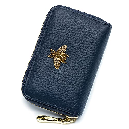imeetu RFID Credit Card Holder, Small Leather Zipper Card Case Wallet for Women - color: Lite - Blue, size: Lite