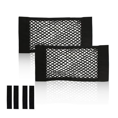 2pcs Cargo Net Car Storage Net - Stretchable Mesh Pocket Net Magic Tape Universal Mesh Car Accessories Interior Organizer (M) - size: M-15.7 x 9.8Inch(40 x25cm)