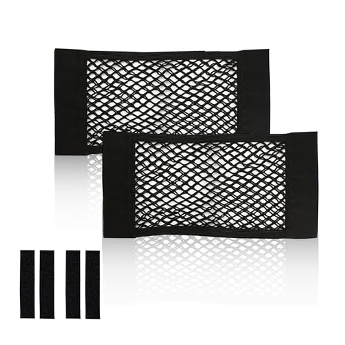 2pcs Cargo Net Car Storage Net - Stretchable Mesh Pocket Net Magic Tape Universal Mesh Car Accessories Interior Organizer (S) - size: S-11.8 x 9.8Inch(30 x25cm)