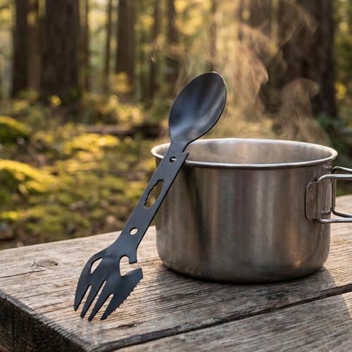 12pcs Multifunctional Camping Spork Fork, Portable Camping Flatware Set with Can Opener for Outdoor Hiking and Picnic