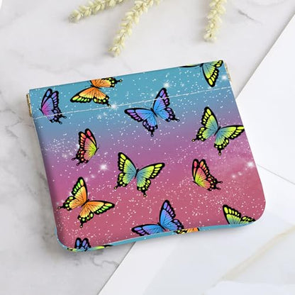 2Pcs PU Leather Small Squeeze Coin Purse Pouch Mini coin Bag Unique And Cute Wallet Cosmetic Bags Change Bag For Women Girls Men （Butterfly L - color: Butterfly L
